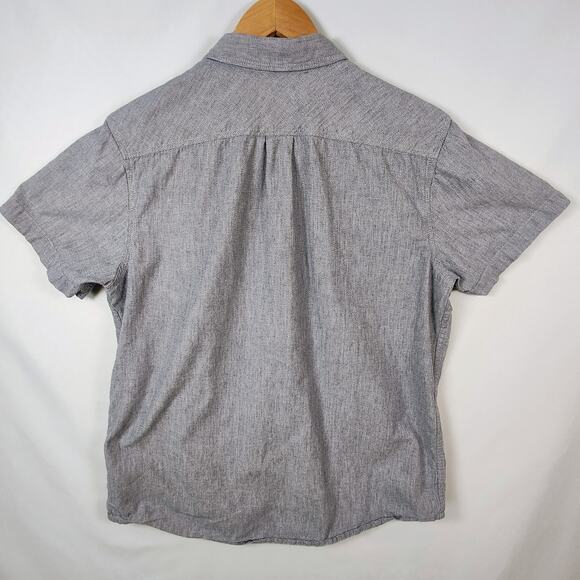 prAna Men's Medium gray Blue Button-Down Short Sleeve Shirt - Picture 3 of 10